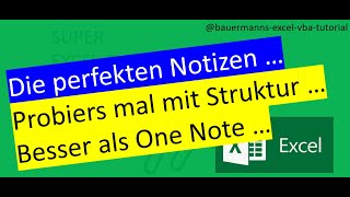 065  perfekte notizen mit struktur  excel  vba  programmieren lernen  one note  notizen  vba [upl. by Woodford]