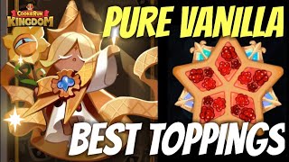 Cookie Run Kingdom Pure Vanilla Cookie Best Toppings Guide [upl. by Kcirdnekel]