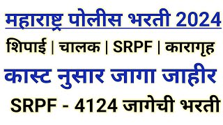 पोलीस भरती 2024  कास्ट नुसार जागा जाहीर  SRPF BHARTI 2024 VACANCY [upl. by Fredi]