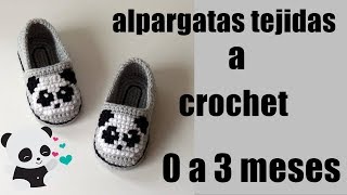 alpargatas tejidas a crochet  diseño pandabordado  punto de cruz [upl. by Petta]