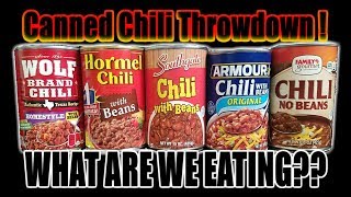 Canned Chili Throwdown ­ Who Has The Best Chili  WHAT ARE WE EATING  The Wolfe Pit [upl. by Adnirb]