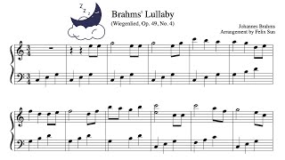 Brahms Lullaby Wiegenlied  Piano Solo  Sheet Music  Arr Felix Sun [upl. by Grubb679]