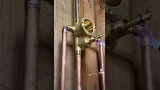 kohler shower valve install plumber plumbing shower soldering diy howto shorts [upl. by Hanah]