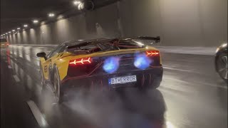 GINTANI Aventador SVJ Spitting Flames  Tunnel Run in Warsaw [upl. by Martreb]