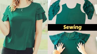 Amarás hacerla tutorial paso a paso blusa con manga en capas [upl. by Dalohcin]