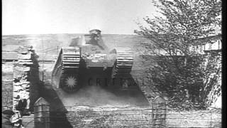 Capabilities of two French Char 2C Super Heavy tanks being demonstrated HD Stock Footage [upl. by Afton]