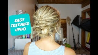 EASY TEXTURED UPDO Hairstyle for Short Medium and Long Hair [upl. by Aihcrop]