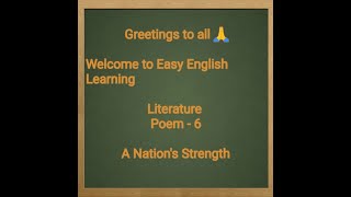 A Nations Strength  Ralph Waldo Emerson  Class 6th [upl. by Ahsimaj]