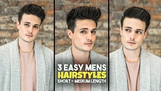 3 Easy Mens Hairstyles  Short  Medium Length Hair Tutorial  BluMaan 2018 [upl. by Lamrouex922]