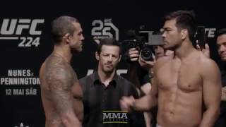 UFC 224 Vitor Belfort vs Lyoto Machida Weighin Staredown  MMA Fighting [upl. by Giddings]