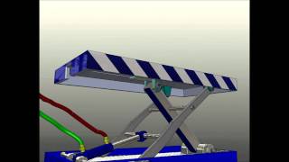 Small Hydraulic Scissor Lift Animation solidworks [upl. by Lorens]