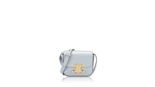 Celine Shiny Calfskin Claude Triomphe Mini Shoulder Bag Soft Blue [upl. by Nagar12]