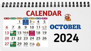 October 2024 Calendar  Monthly Calendar  Hindu Panchang Calendar 2024  Dharmik Gyan [upl. by Tabber]