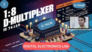 18 Demultiplexer using ic 741381 to 8 Demux experiment on experimental kit [upl. by Ocir]