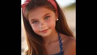 Cute shy tween little girl Gorgeous eyes aivideo animated with lumaai [upl. by Anitnahs336]