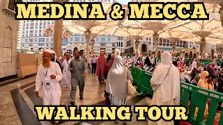 Medina And Makkah Mecca Walking Tour  Saudi Arabia [upl. by Rahal]