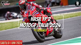 Hasil Motogp Hari iniHasil Latihan Bebas GP Italia 2024FP 2 Italian GPJadwal Motogp 2024 [upl. by Eilema]