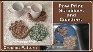 Paw Print Scrubbies and Coasters Crochet Pattern crochet crochetvid [upl. by Anilra]