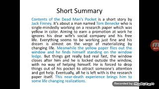 Contents of the Dead Mans Pockets´ by Jack Finney  Summary Analysis amp Readers Review [upl. by Harle]