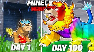 I Survived 100 Days as an ELEMENTAL LION in HARDCORE Minecraft [upl. by Nayrb383]