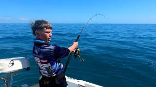 Woodgate QLD Lleyton hooked a bull shark and swam off with his mackerel [upl. by Shelia]