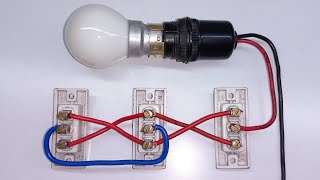 1 bulb 3 switch controls connectionwiring of two way switch by Electric Guruji [upl. by Eanrahs661]