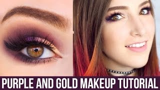 PURPLE AND GOLD MAKEUP TUTORIAL  KELLI MARISSA [upl. by Leahcimdivad]