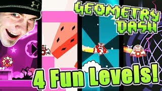 Geometry Dash 4 FUN Levels  FLATLINE TRAVERSE COLORFUL RIFT FUNKEH [upl. by Pylle]