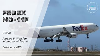 4K Intense and windy FedEx MD11 landing in beautiful Guam 31MAR2024 guam planespotting avgeek [upl. by Ihpen]