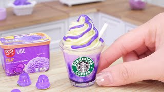 Must Try Miniature Starbucks Purple Frappuccino Idea  Tiny Starbucks Recipe by Miniature Cooking [upl. by Ahsaela]