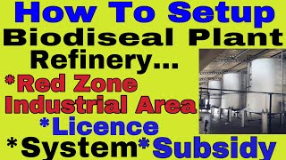 How To Setup Biodiseal Plant Refinery  Subsidy  Red Zone Industrial Area  License  System [upl. by Ladew]