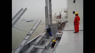 Rigging of Collapsible Stanchion Post on a Bulk Carrier [upl. by Malinde]