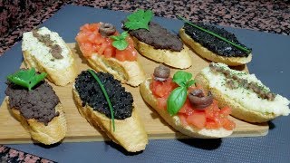 4 maneras de hacer BRUSCHETTAS con ANCHOAS  Receta RÁPIDA [upl. by Kirsten]