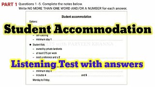 STUDENT ACCOMMODATION  LATEST IELTS LISTENING TEST WITH ANSWERS [upl. by Aneekahs]