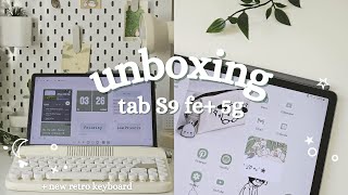 📦 Samsung Tab S9 FE 5G ⋆˚☁️ aesthetic unboxing and setup new cute keyboard yunziikeyboard [upl. by Aimaj]