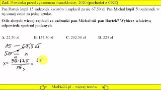 Zadanie 52 Proporcja przed egzaminem ósmoklasisty Powtórka przed egzaminem 8kl 16032020  CKE [upl. by Enaoj297]