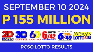 Lotto Result Today 9pm September 10 2024  PCSO Complete [upl. by Nauquf]