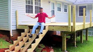 Adding Decking Stairs and Posts  Building a Deck 2 of 3 [upl. by Jara]