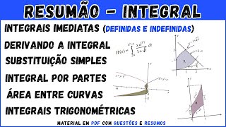 RESUMÃO de Integrais COM 25 QUESTÕES  Parte 1  Cálculo Integral [upl. by Eelarak]