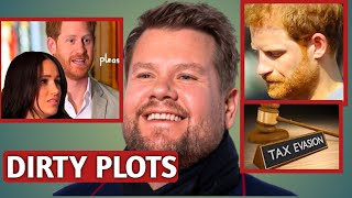 James Corden Exposed Harrys Dirty Plot Revealed  Forced to Flee UK for Tax Evasion  Scandal [upl. by Kassey]