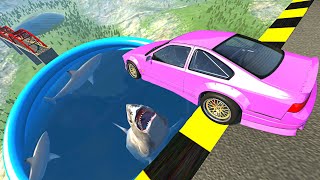 Beamng drive  Open Bridge Crashes over Pool of Hungry Sharks [upl. by Tham859]