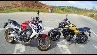 Honda CB 650F vs Yamaha MT07 Comparativo completo [upl. by Auqenes]