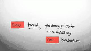 Das Komma zwischen Wörtern einer Aufzählung  Deutsch  Grammatik [upl. by Llertak]