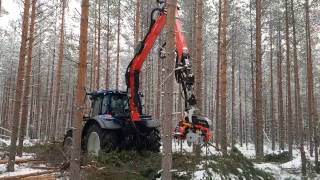 Valtra N154e Active harvester with Palfinger C60F86  Nisula 325Hmade by Nisula Forest Oy [upl. by Ahtimat617]