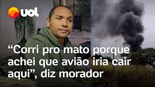 Queda de avião em Vinhedo ‘Piloto parecia querer evitar de cair em cima das casas diz vizinho [upl. by Nowahs]