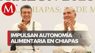 Gobernador de Chiapas y Adán Augusto López entregan insumos agrícolas en la Meseta Comiteca [upl. by Ardnahc]