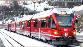 Swiss Trains Rhätische Bahn  Rhaetian Railway ABe 812 quotAllegraquot Railcars at Filisur [upl. by Laet]