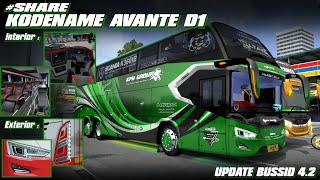 SHARE FREE ‼️NEW 😱 KODENAME AVANTE D1 THIEN  DETAIL amp RINGAN  BUSSID 42 [upl. by Chandos155]