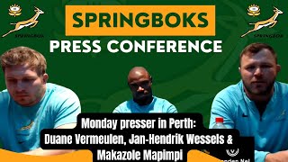 SPRINGBOKS Perth Monday presser Duane Vermeulen JanHendrik Wessels Makazole Mapimpi [upl. by Rafaelof127]