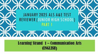 Video 226  January 2025 ALS AampE test reviewer  ENGLISH Part 1 [upl. by Jessy]